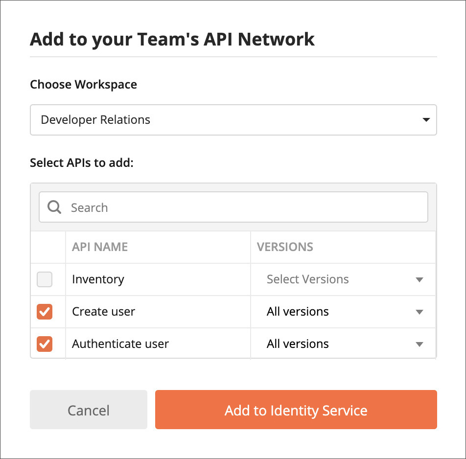 Add APIs Workspace
