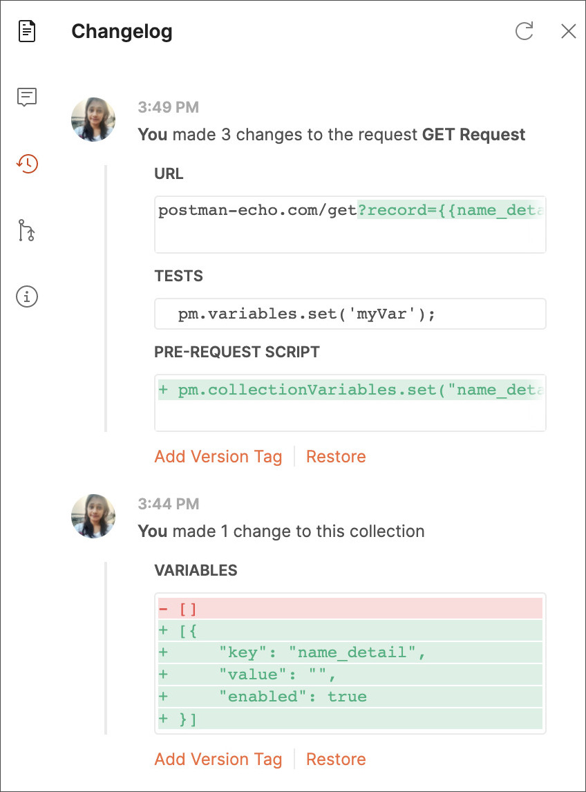 Changelog diffs