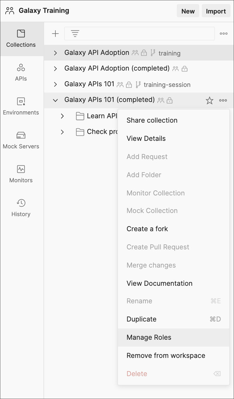 Collection Context Menu