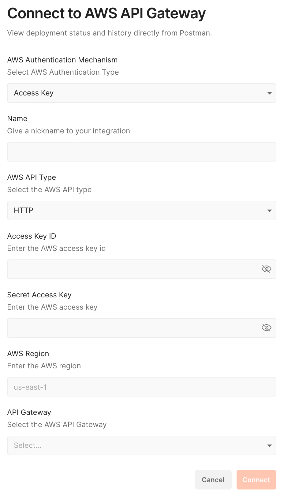 Connecting with AWS access key