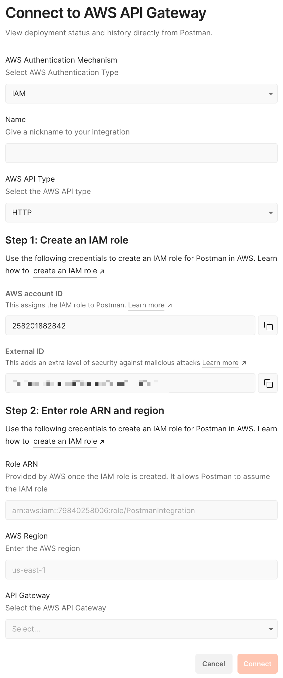 Connecting with AWS IAM role