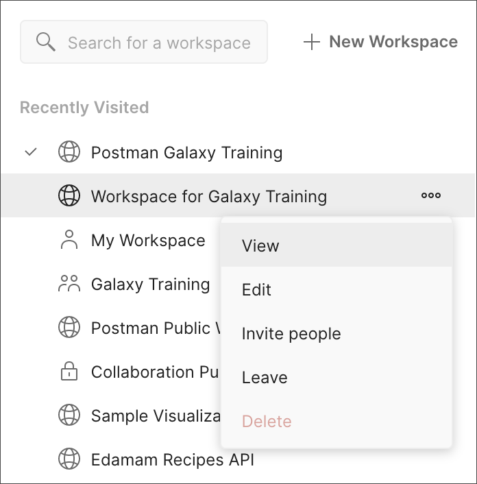 Create public workspace dropdown