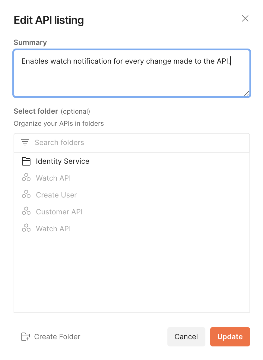 Edit API summary