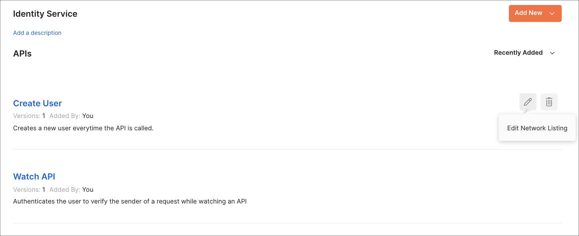 Edit Network Listing
