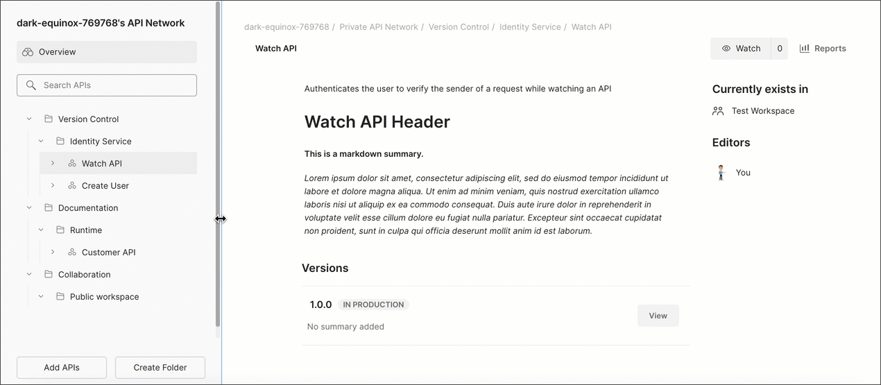Remove API fom Network