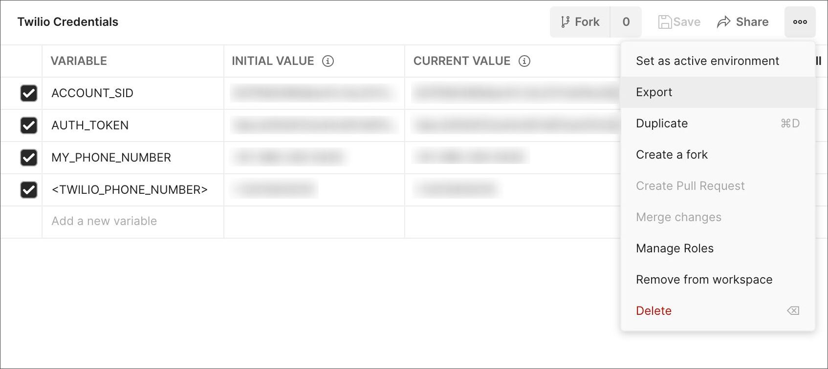 Export environment