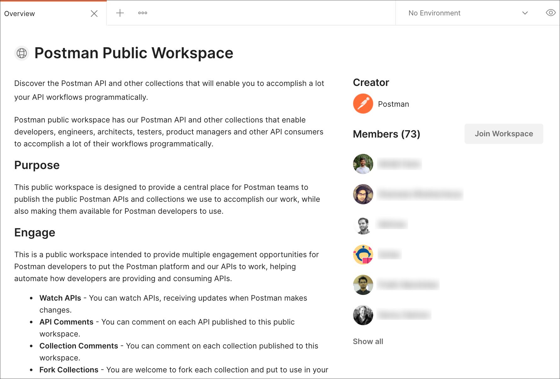 Join public workspace