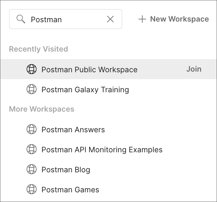 Joining a public workspace overview