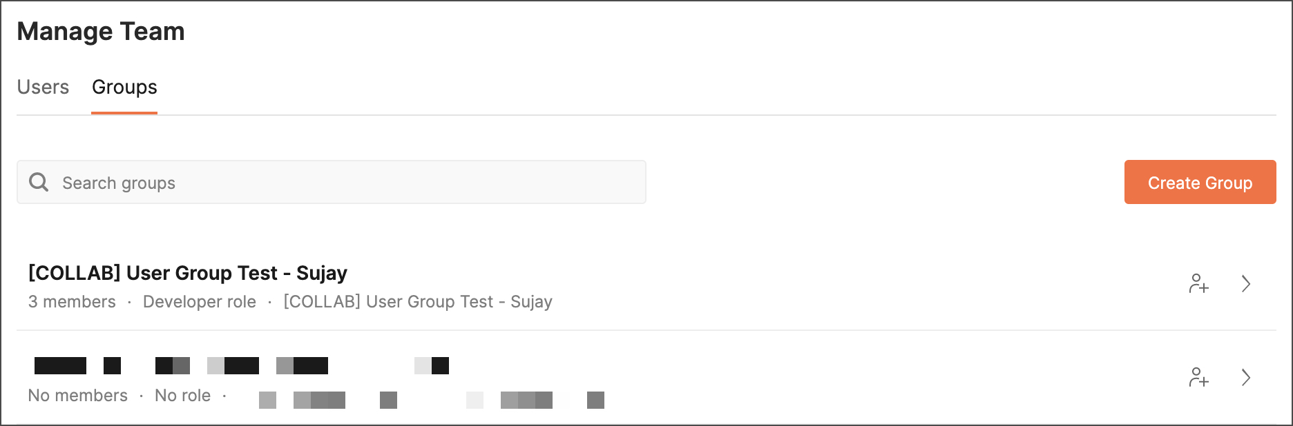 Create group button