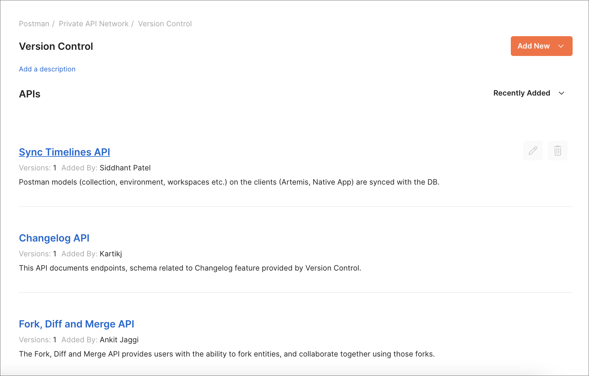 Private API List