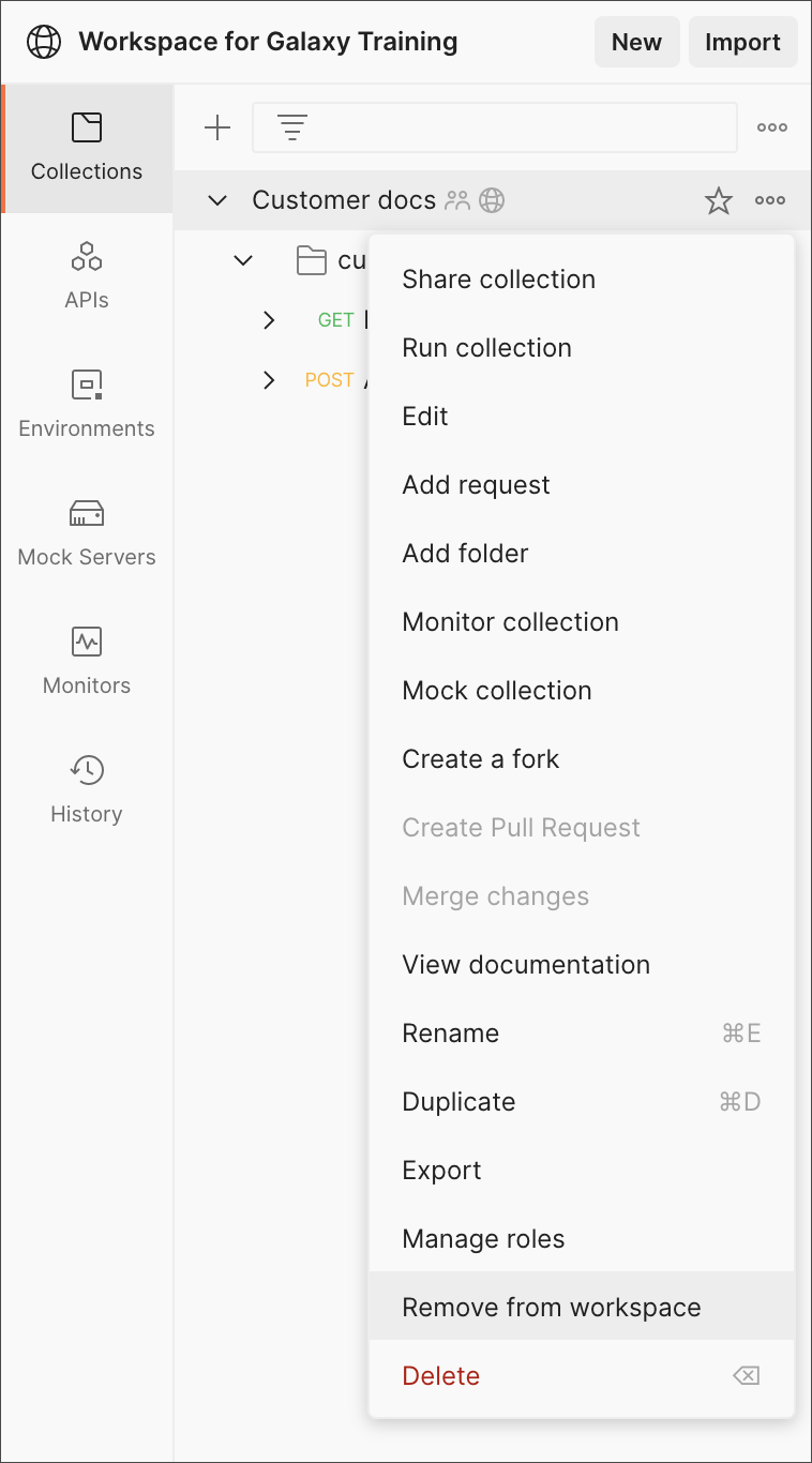 Removing a collection to public workspace