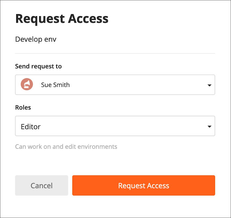 Request environment access from team member
