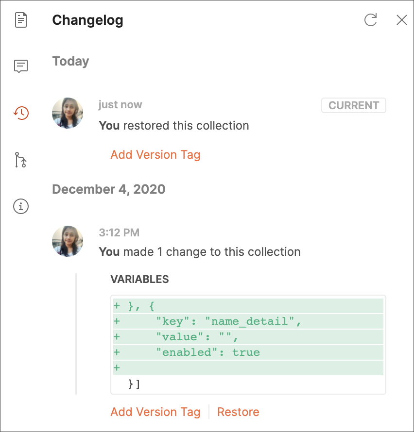 Restore from changelog