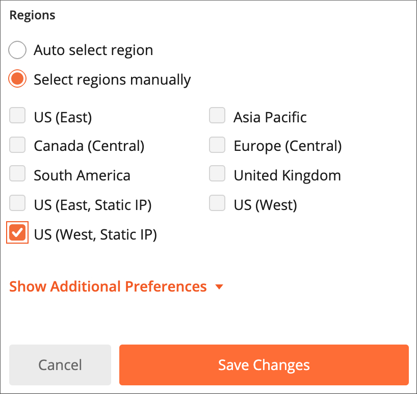 Selecting regions