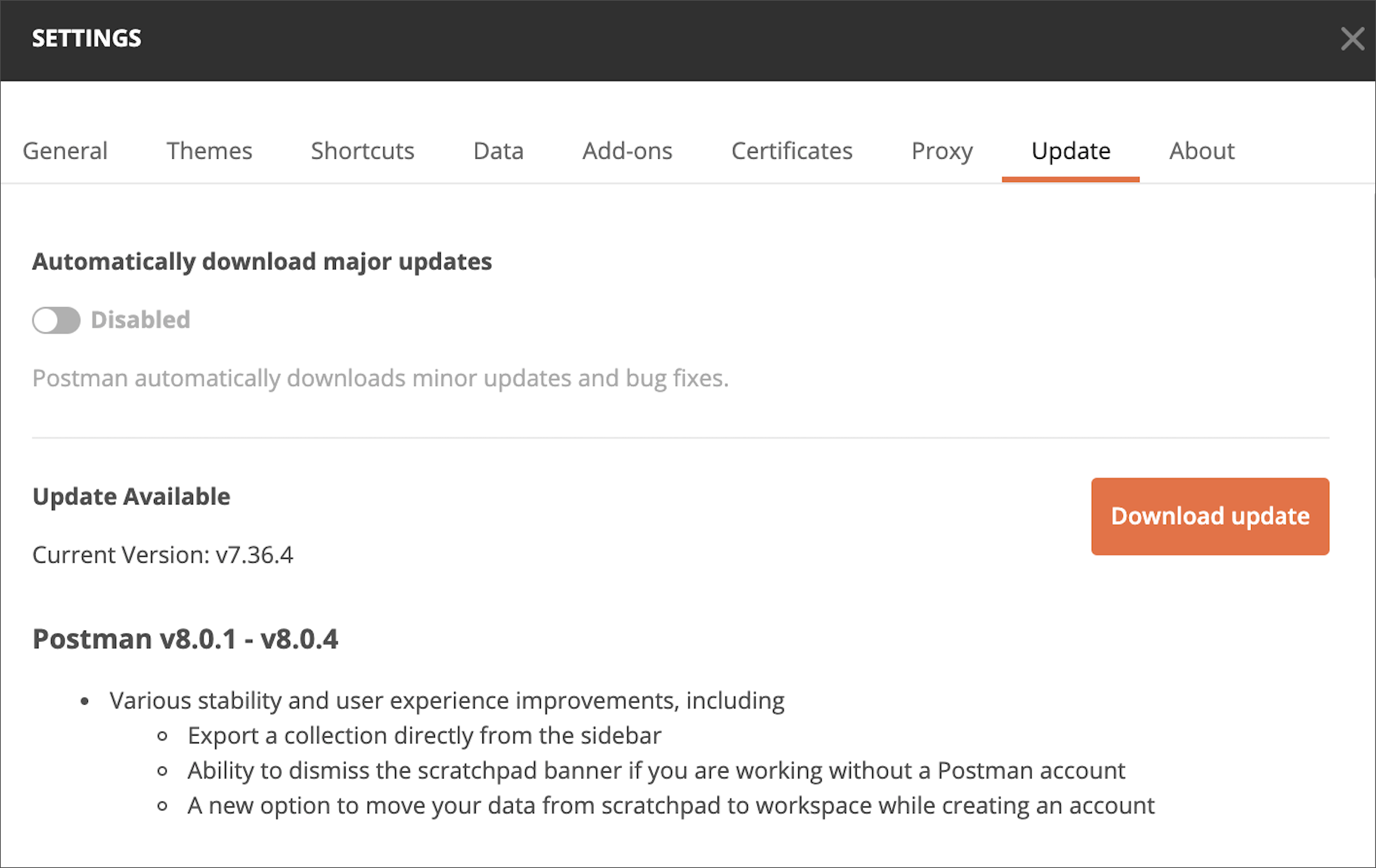 Settings Update