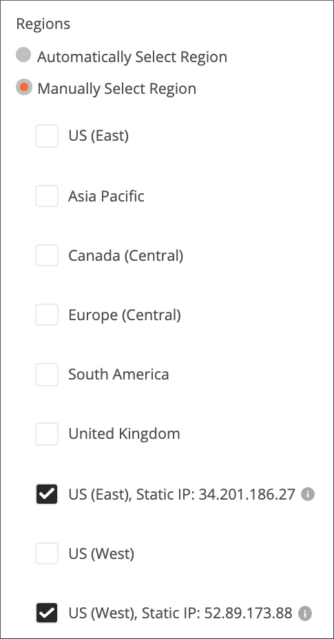 Select regions