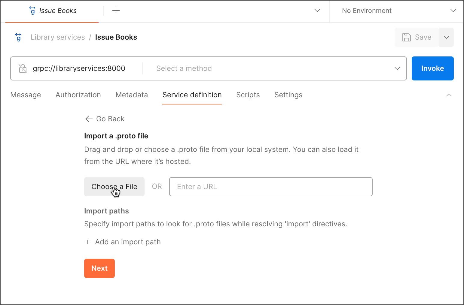 Importing a proto file