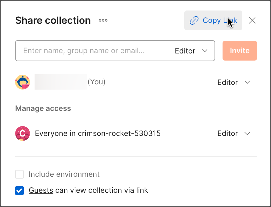 Copy collection URL