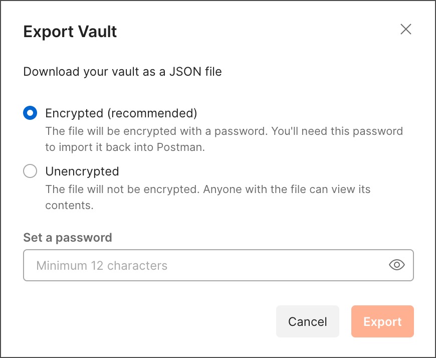 Export vault secrets