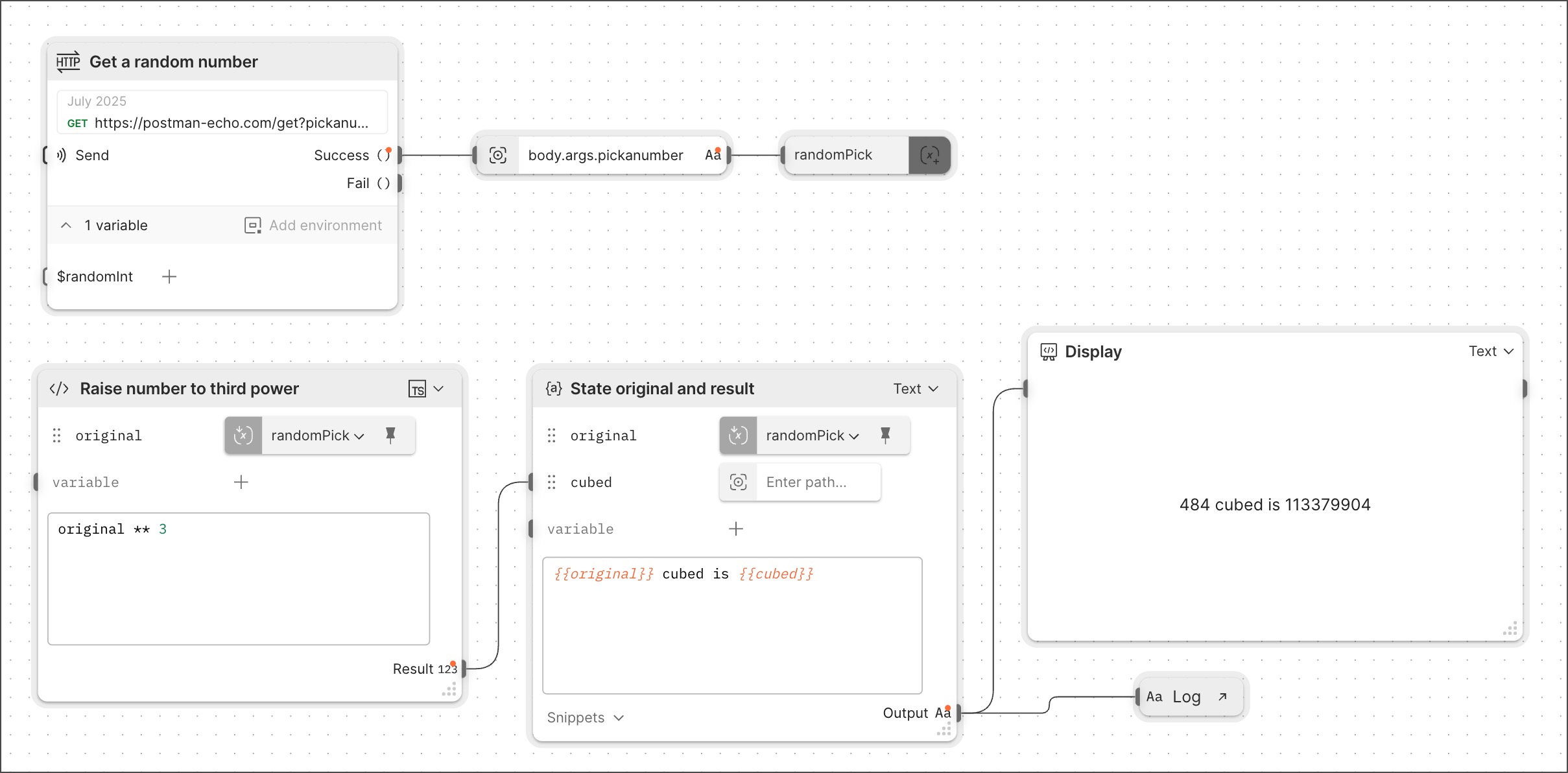 A flow that logs output