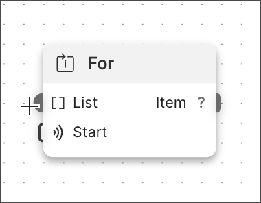 Hover over the List input port