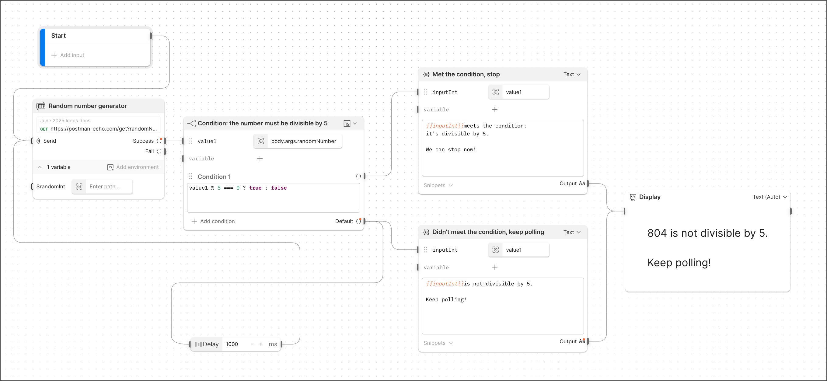 Flow module to poll an API within a loop