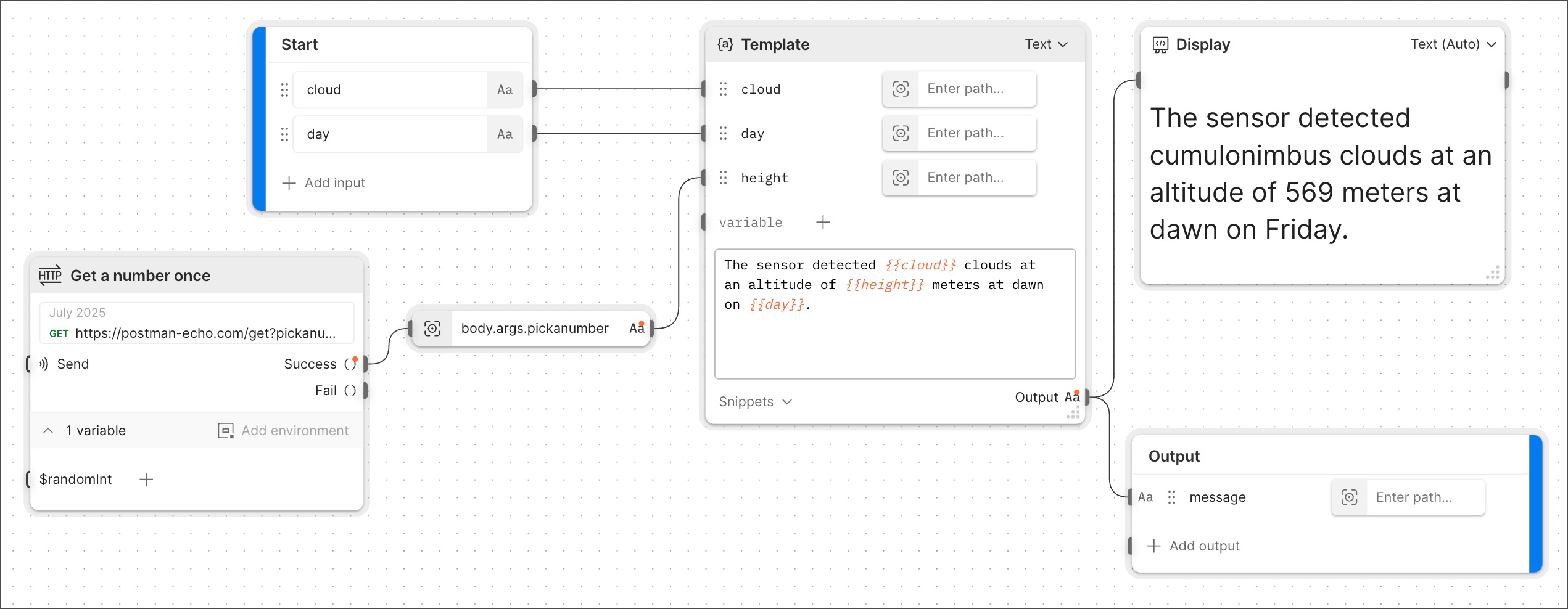 HTTP Request block with variables