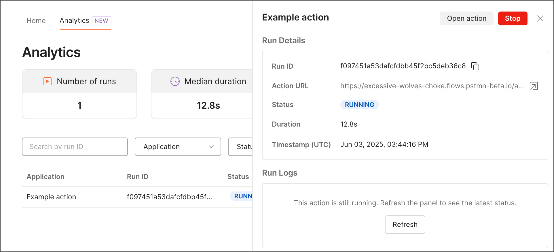 Flows analytics tab