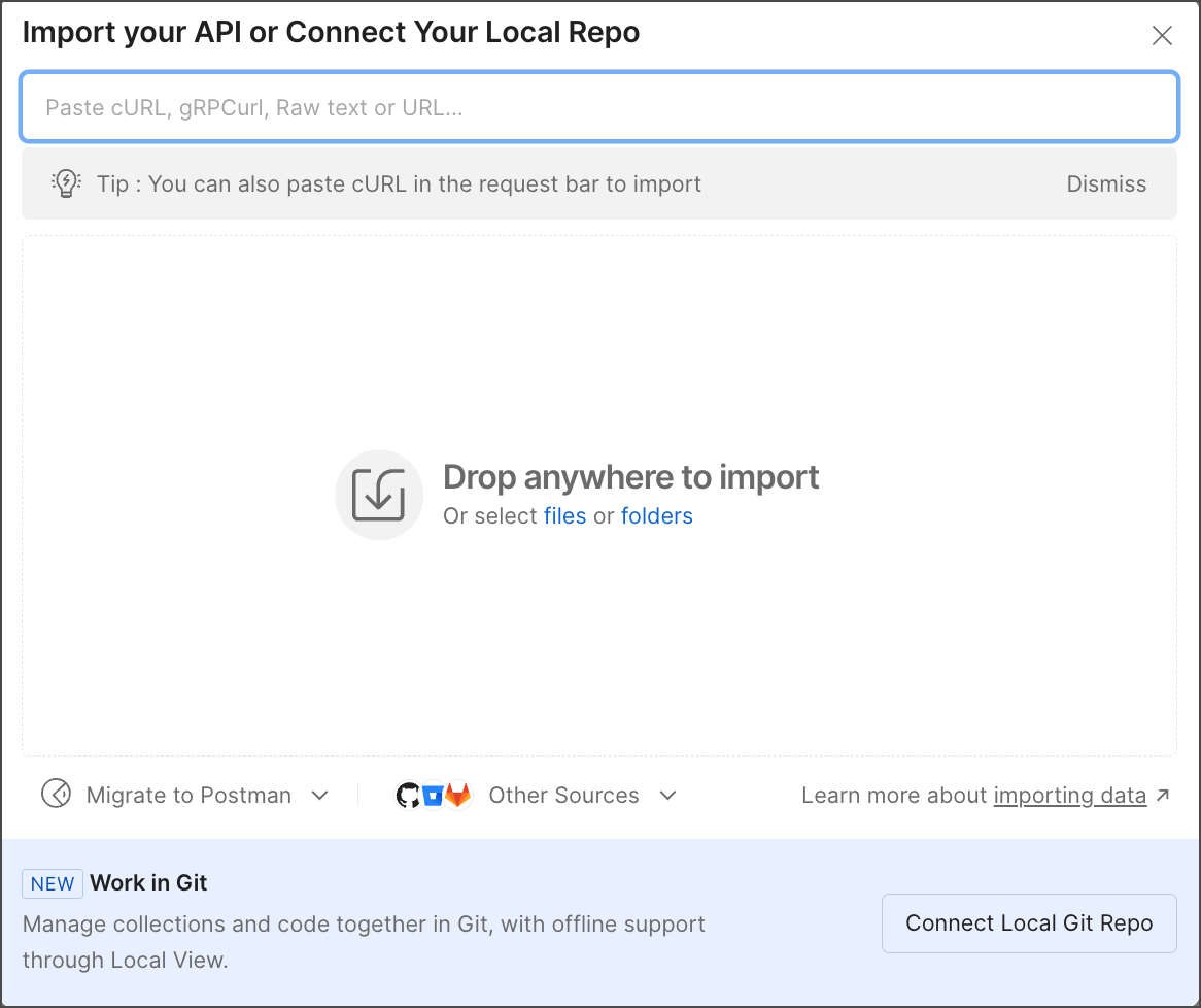Import data into Postman