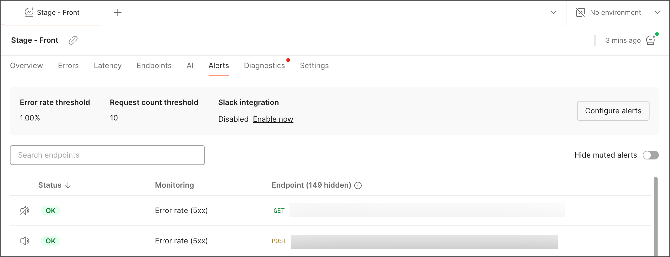 Alerts tab