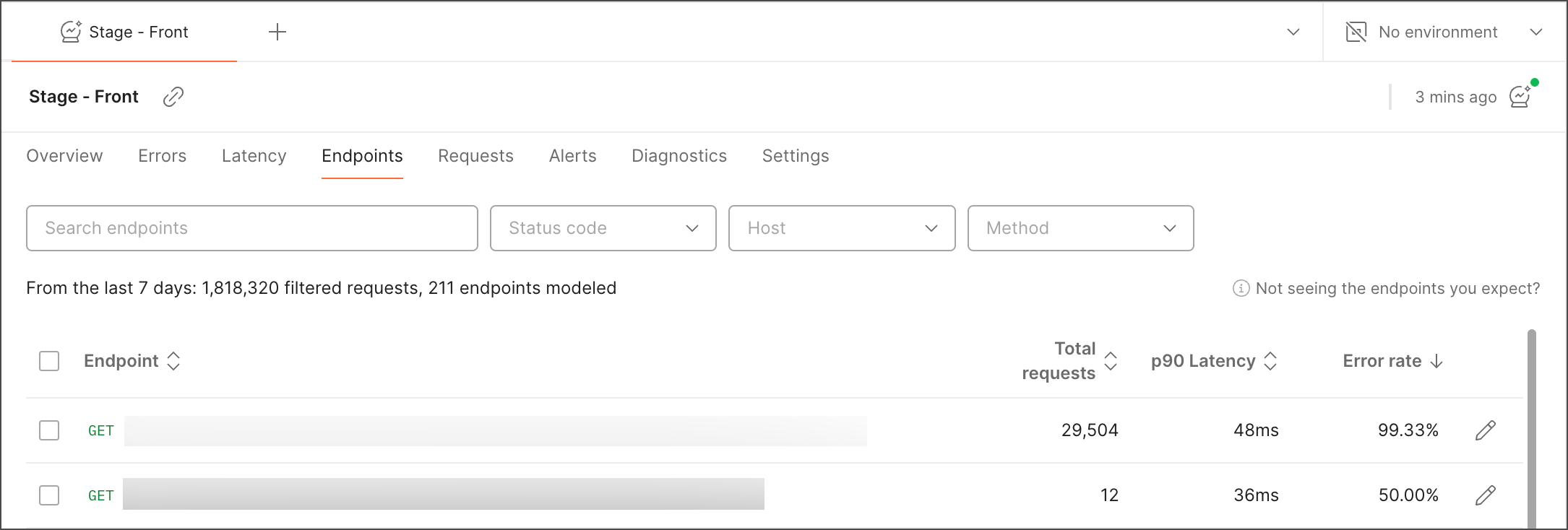 Endpoints tab