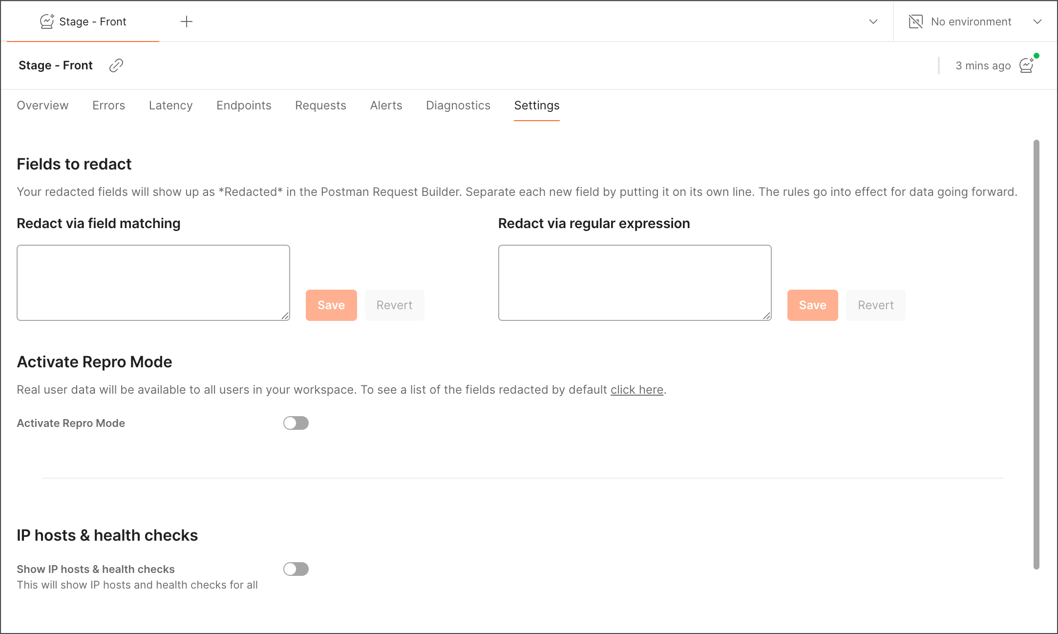 Settings tab
