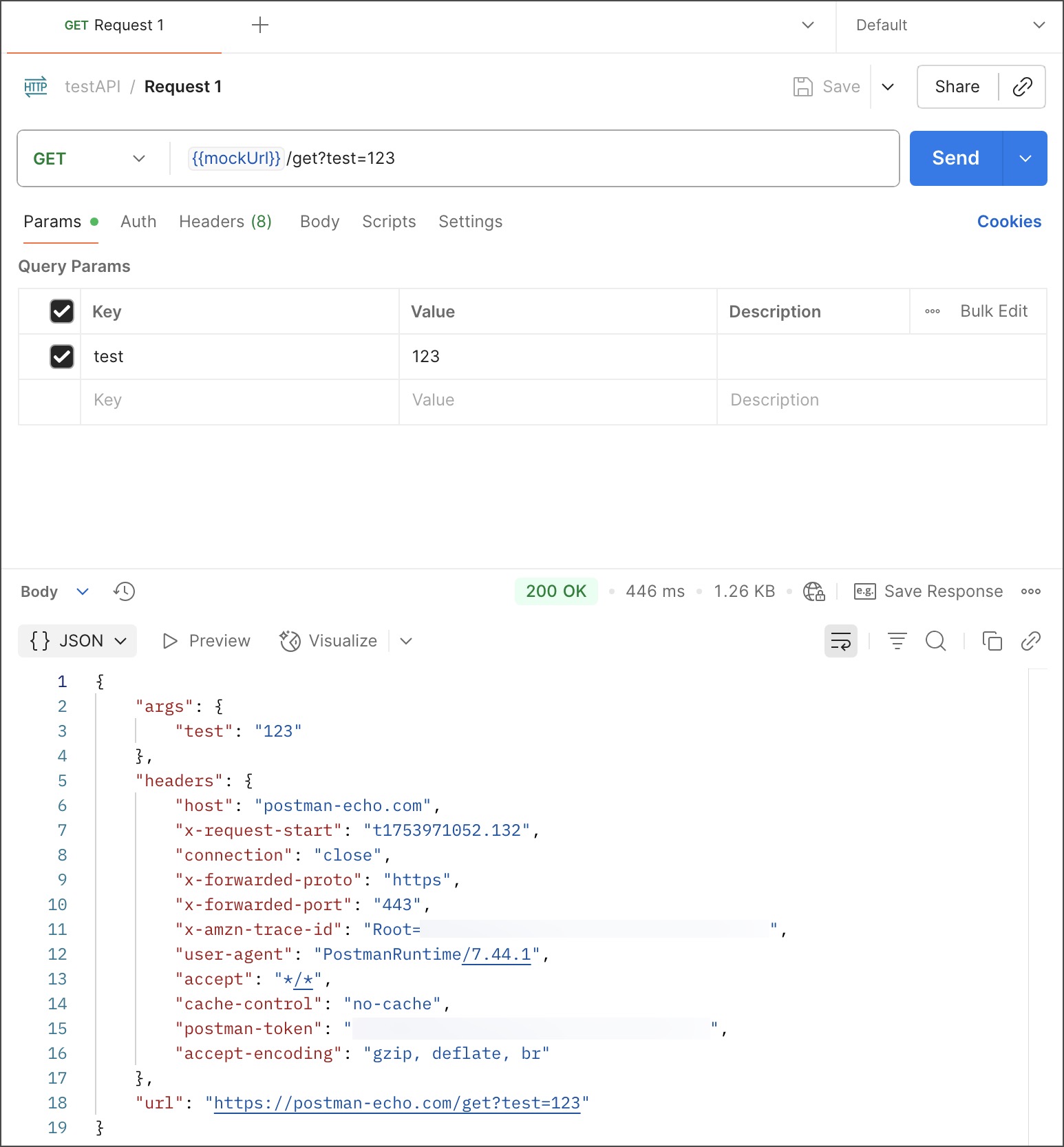 Sending a request to the mock server