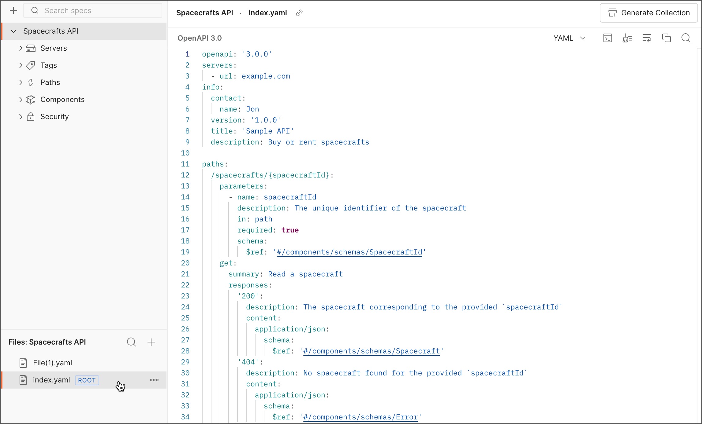 Multi-file OpenAPI 3.0 specification