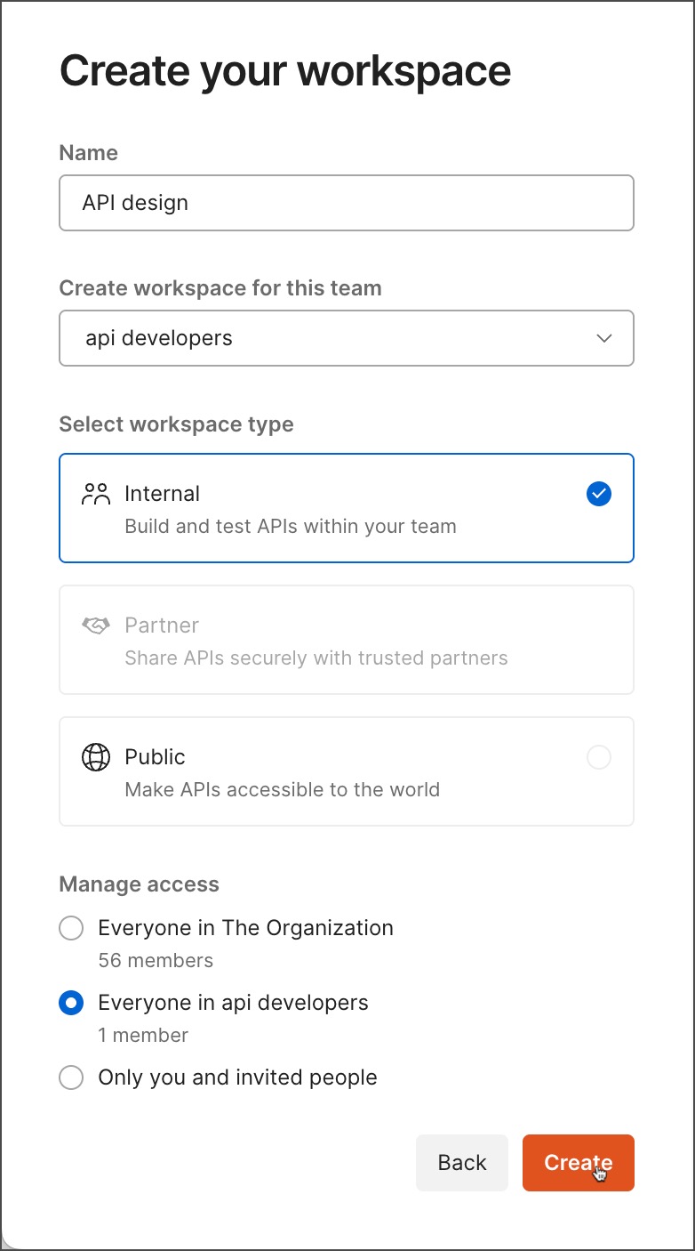 Create Organization workspaces