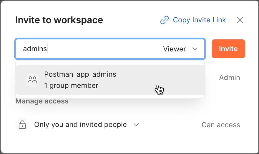 Invite the created group to a workspace