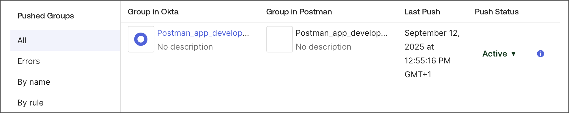 Active linked groups in Okta