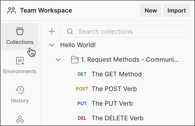 Collections selected in the sidebar