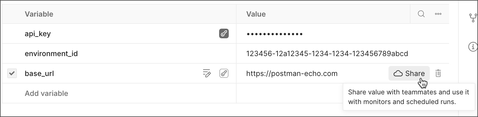 Share environment variable