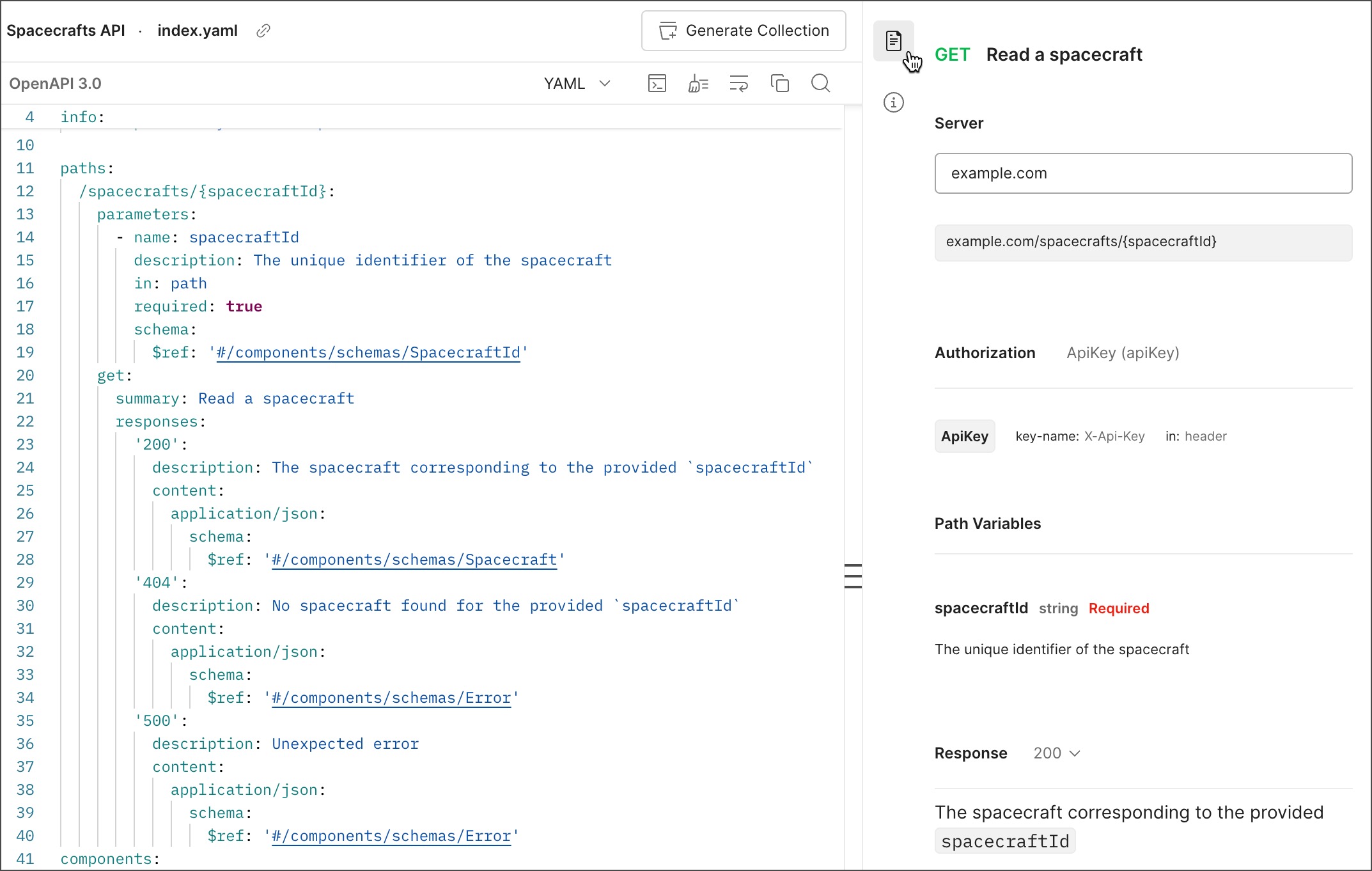 View live documentation for a specification