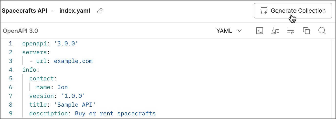 Generate a collection from a specification