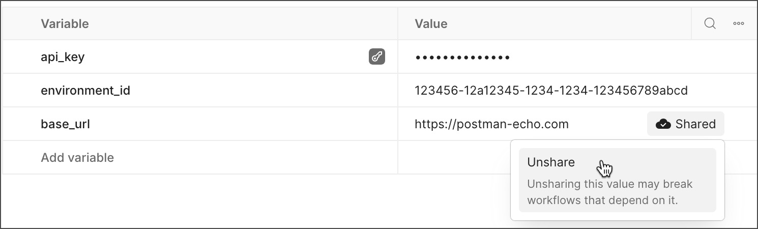 Stop sharing environment variable
