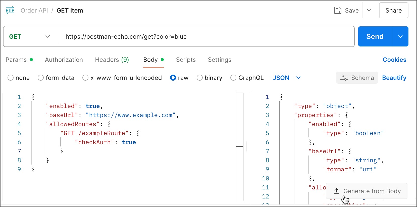 Generate body schema