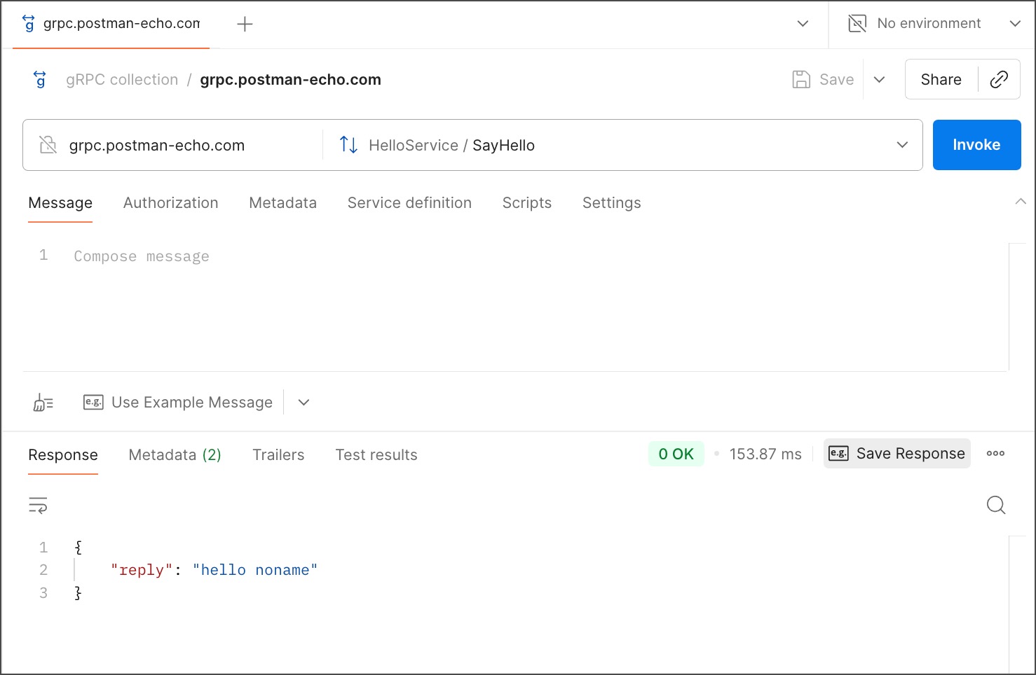 gRPC Save Response button