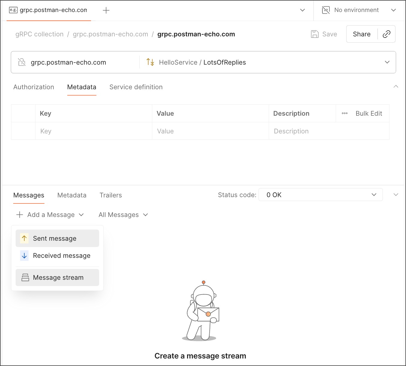 Select Message stream
