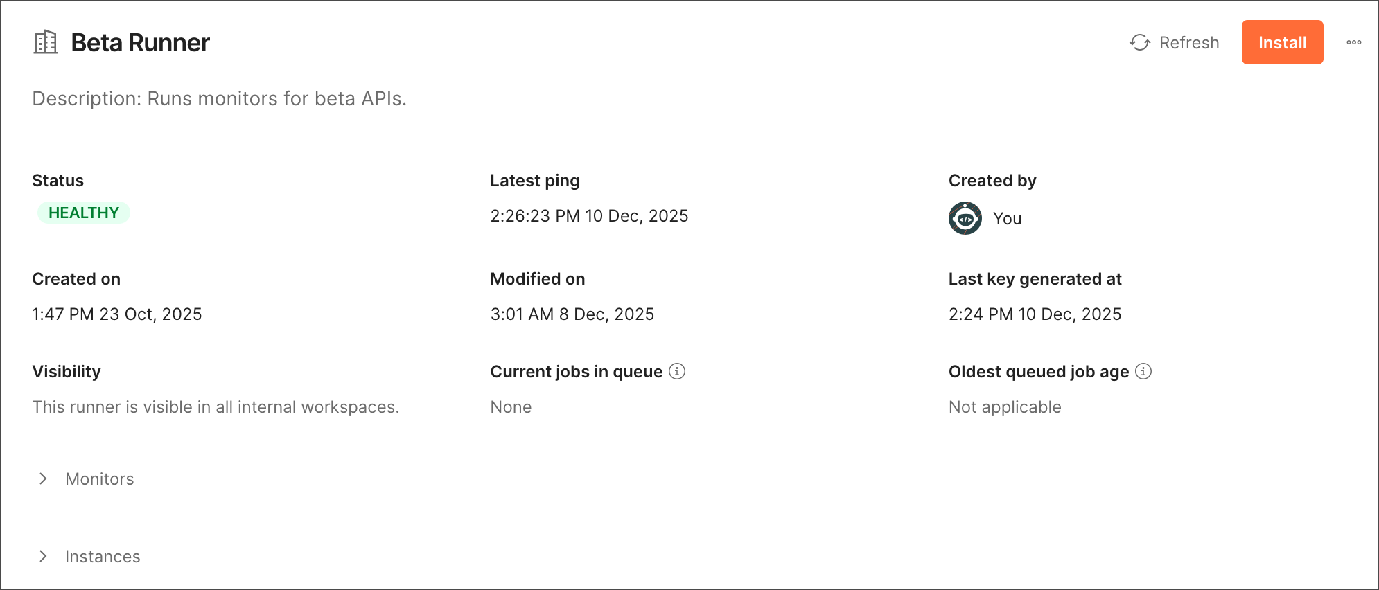 View details about a runner