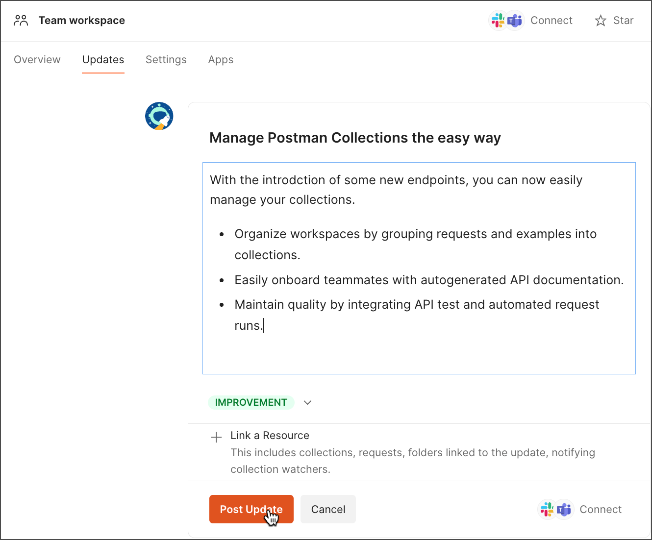 Create and post an update