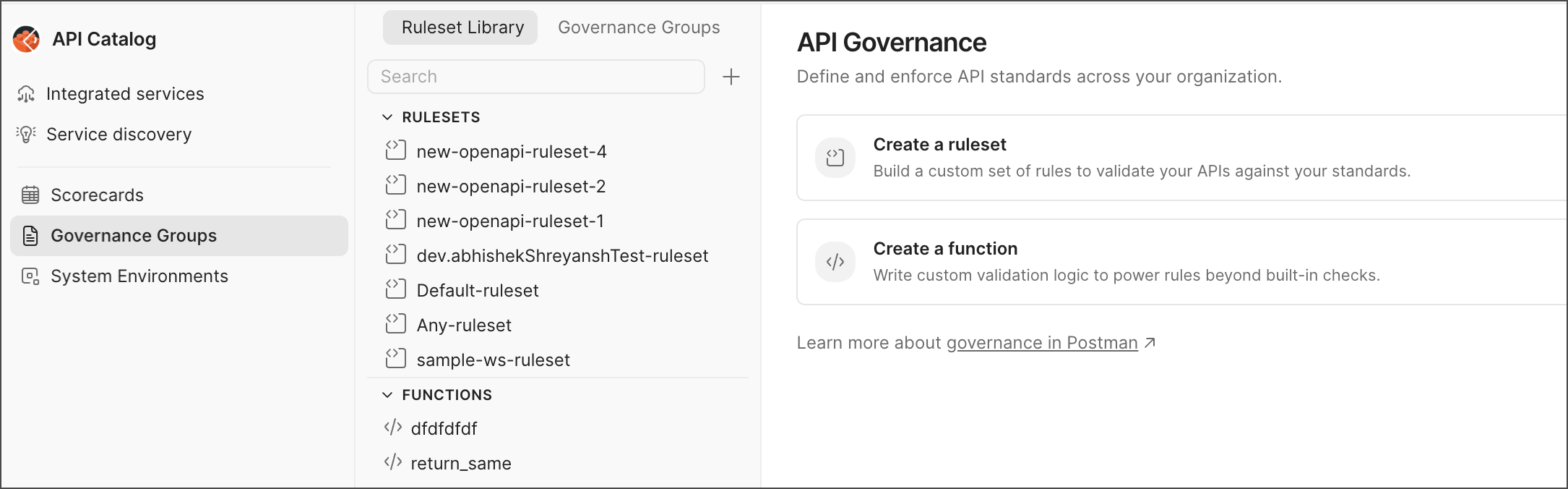 The API Catalog's ruleset and functions interface