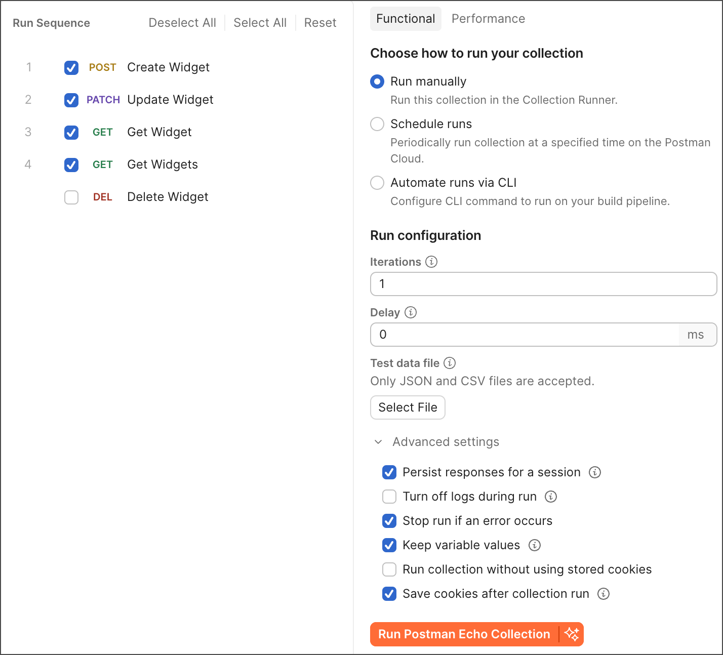 Collection Runner configuration
