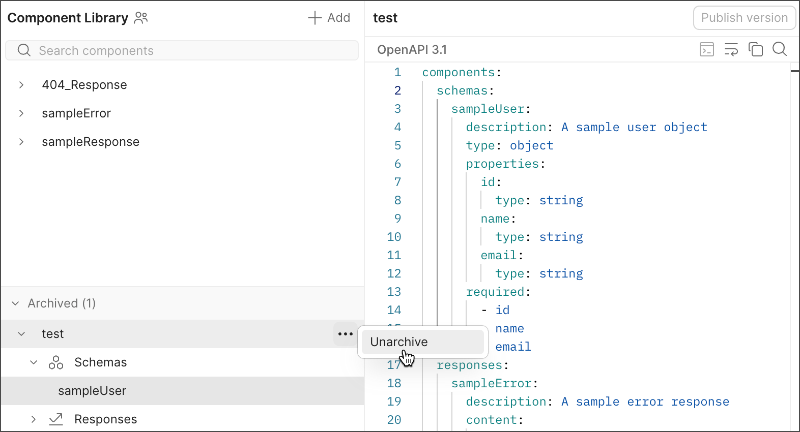 Restore a reusable component